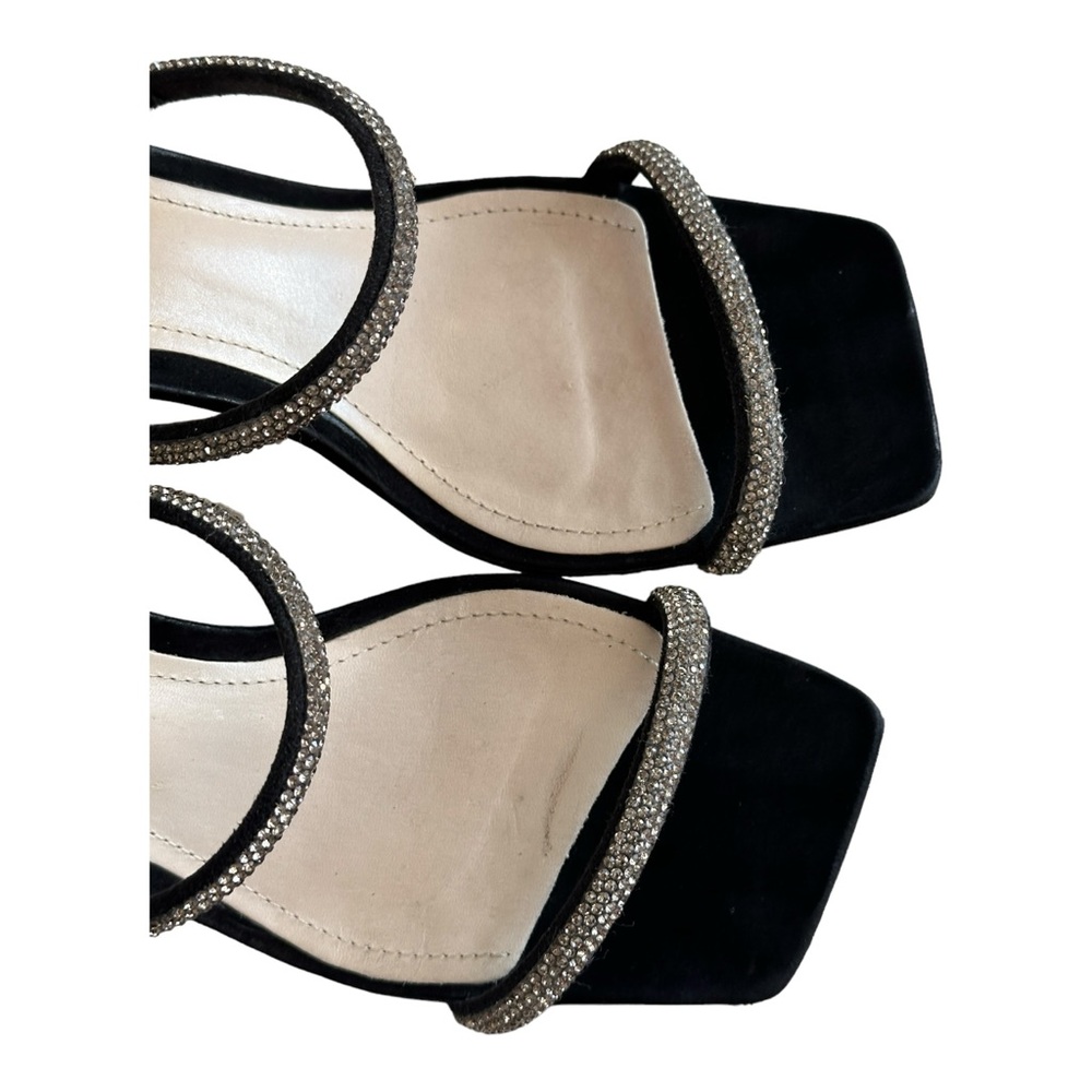 Schutz Womens Black Rhinestone Salwa Square Toe Block Heel Slip On Sandal Size 7 - Picture 8 of 11
